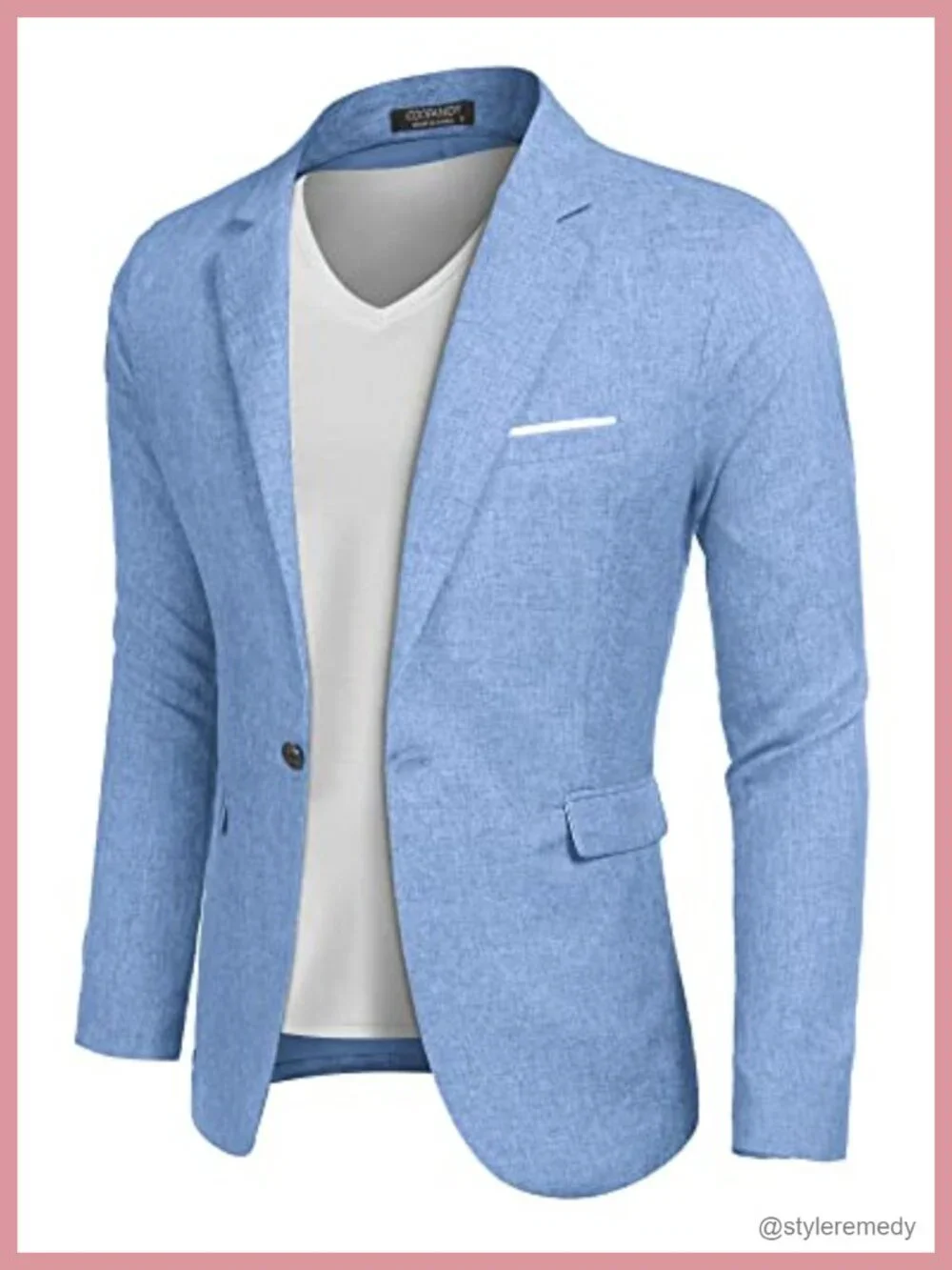 Slim Fit Men's Sport Coat Blazer with Notched Lapel One Button Long Sleeve